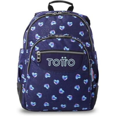 TOTTO Mochila escolar grande, modelo Rayol Glitter, capacidade de 19 l, 3 compartimentos, 2 bolsos garrafa, bolso PC de 14", costas ergonómicas com fluxo de ar, correias em S, estampado Nacary TOTTO Mochila escolar grande, modelo Rayol Glitter, capacidade de 19 l, 3 compartimentos, 2 bolsos garrafa, bolso PC de 14", costas ergonómicas com fluxo de ar, correias em S, estampado Nacary