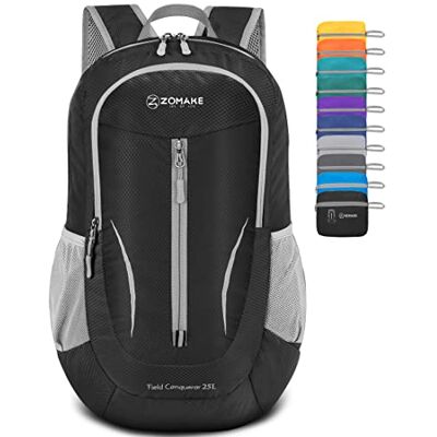 ZOMAKE Mochila dobrável ultraleve mochilas de caminhada pequena mochila com resistência à água 25 L para homem mulher viagem trekking desporto ZOMAKE Mochila dobrável ultraleve mochilas de caminhada pequena mochila com resistência à água 25 L para homem mulher viagem trekking desporto