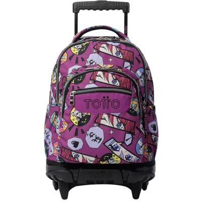 TOTTO Mochila escolar com rodas, modelo de dragões, capacidade de 26,21 litros, bolso para PC de 14", bolso de garrafa, correias em S para maior conforto, resistente, estampado Kitsune TOTTO Mochila escolar com rodas, modelo de dragões, capacidade de 26,21 litros, bolso para PC de 14", bolso de garrafa, correias em S para maior conforto, resistente, estampado Kitsune