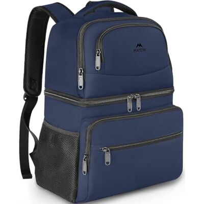 MATEIN Mochila frigorífico de 30 litros, mochila térmica até 40 latas Mochila frigorífico de duplo compartimento com design anti-fugas, isolamento térmico para piquenique, praia e campismo, azul MATEIN Mochila frigorífico de 30 litros, mochila térmica até 40 latas Mochila frigorífico de duplo compartimento com design anti-fugas, isolamento térmico para piquenique, praia e campismo, azul
