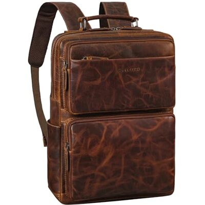 STILORD "" Mochila de Pele Homem Grande Mochilas Portátil 15-15,6 Polegadas Mochila Vintage para Trabalho Mulher Daypack para Escritório Mochilas para Viagem Grande Couro Autêntico, L STILORD "" Mochila de Pele Homem Grande Mochilas Portátil 15-15,6 Polegadas Mochila Vintage para Trabalho Mulher Daypack para Escritório Mochilas para Viagem Grande Couro Autêntico, L