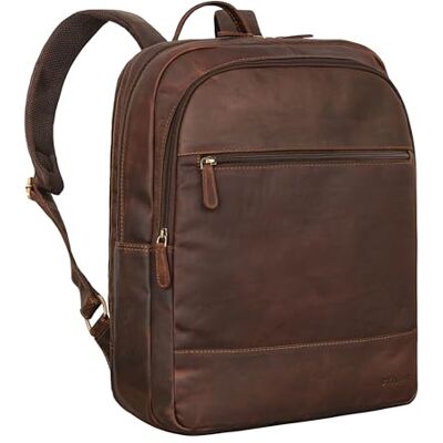 STILORD '' Mochila grande para portátil de 15,6 polegadas de couro para homens e mulheres mochila de couro genuíno para portátil mochila de trabalho mochila, Cognac Castanho escuro, XL STILORD '' Mochila grande para portátil de 15,6 polegadas de couro para homens e mulheres mochila de couro genuíno para portátil mochila de trabalho mochila, Cognac Castanho escuro, XL