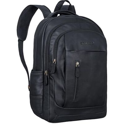 STILORD "" Mochila de trabalho para homens e mulheres fabricada em couro de primeira para portátil de 17,3 polegadas, mochila de negócios vintage, Preto, XL, Mochilas diárias STILORD "" Mochila de trabalho para homens e mulheres fabricada em couro de primeira para portátil de 17,3 polegadas, mochila de negócios vintage, Preto, XL, Mochilas diárias