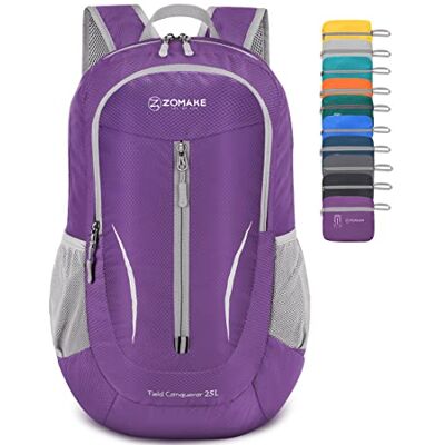 ZOMAKE Mochila dobrável ultraleve mochilas de caminhada pequena mochila com resistência à água 25 L para homem mulher viagem trekking desporto (roxo) ZOMAKE Mochila dobrável ultraleve mochilas de caminhada pequena mochila com resistência à água 25 L para homem mulher viagem trekking desporto (roxo)