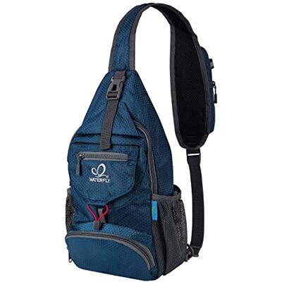 Waterfly Mochila Cruzada Dobrável Pequena Bolsa de Ombro, Bolsa de Peito para Caminhadas e Viagens Homens e Mulheres, Azul escuro Waterfly Mochila Cruzada Dobrável Pequena Bolsa de Ombro, Bolsa de Peito para Caminhadas e Viagens Homens e Mulheres, Azul escuro