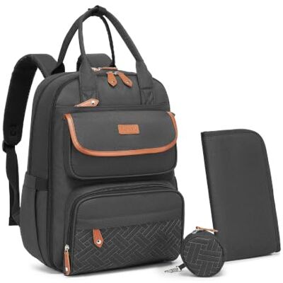 Kono Mochila de fraldas para bebé de grande capacidade com trocador para Mochila de carrinho de bebé com 18 bolsos, bolsos isotérmicos, correias para carrinho, ideal para caminhadas, viagens Kono Mochila de fraldas para bebé de grande capacidade com trocador para Mochila de carrinho de bebé com 18 bolsos, bolsos isotérmicos, correias para carrinho, ideal para caminhadas, viagens