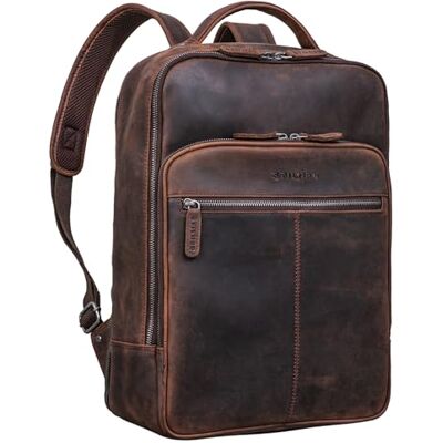 STILORD Mochila de negócios pele mochila grande para portátil de 15,6 polegadas Backpack vintage para trabalho de escritório Trolley XL de couro genuíno Cor: Zamora castanho STILORD Mochila de negócios pele mochila grande para portátil de 15,6 polegadas Backpack vintage para trabalho de escritório Trolley XL de couro genuíno Cor: Zamora castanho