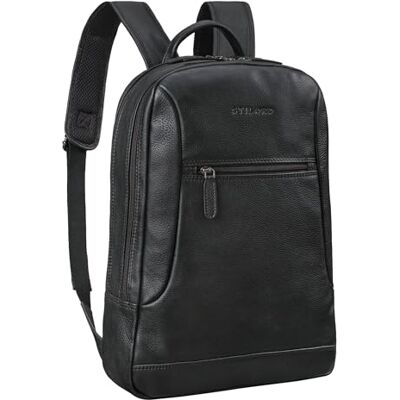 STILORD Mochila de trabalho grande 16,5 polegadas couro universidade mochilas para computador portátil homem pack de caminhadas mulher pele autêntica cor: obsidiana preto STILORD Mochila de trabalho grande 16,5 polegadas couro universidade mochilas para computador portátil homem pack de caminhadas mulher pele autêntica cor: obsidiana preto