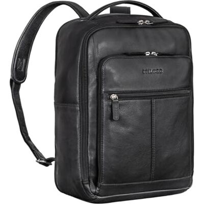 STILORD Mochila de couro Messenger de 17 polegadas para homens e mulheres negócios e senhoras, cor preta STILORD Mochila de couro Messenger de 17 polegadas para homens e mulheres negócios e senhoras, cor preta