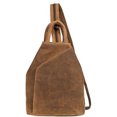 STILORD Mala de couro para senhoras 2 em 1 mochila mala de ombro vintage alça de couro genuíno cor: Bergamo castanho STILORD Mala de couro para senhoras 2 em 1 mochila mala de ombro vintage alça de couro genuíno cor: Bergamo castanho