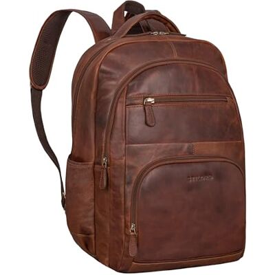 STILORD "" Mochila de couro de negócios para senhoras e senhores, mochilas de trabalho, mochila grande para portátil de 15,6 polegadas, bagagem de mão, Cognaque castanho, L, Mochilas diárias STILORD "" Mochila de couro de negócios para senhoras e senhores, mochilas de trabalho, mochila grande para portátil de 15,6 polegadas, bagagem de mão, Cognaque castanho, L, Mochilas diárias