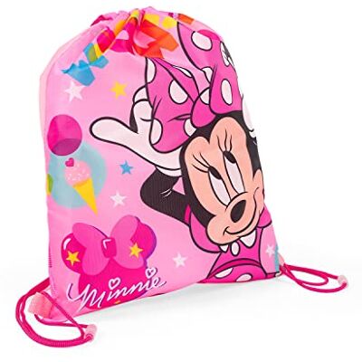 PERLETTI Saco de cordas Disney Minnie Mouse menina mochila desportiva sapatos Minni rosa meninas para a escola, saco desportivo impermeável fúcsia com cordões para ginástica e tempo livre, 39 x 31 cm PERLETTI Saco de cordas Disney Minnie Mouse menina mochila desportiva sapatos Minni rosa meninas para a escola, saco desportivo impermeável fúcsia com cordões para ginástica e tempo livre, 39 x 31 cm