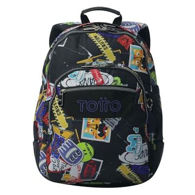 TOTTO Mochila escolar grande, modelo rayol, capacidade de 19 l, 3 compartimentos, 2 bolsos garrafa, bolso para PC de 14", costas ergonómicas com fluxo de ar, correias em S, estampado Sticky TOTTO Mochila escolar grande, modelo rayol, capacidade de 19 l, 3 compartimentos, 2 bolsos garrafa, bolso para PC de 14", costas ergonómicas com fluxo de ar, correias em S, estampado Sticky