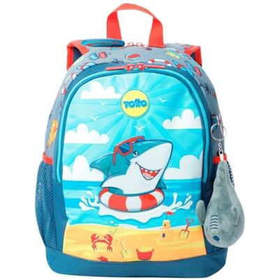 TOTTO Mochila infantil, modelo Little Surfer M, mochila média, capacidade 9 l, 2 compartimentos, 2 bolsos para garrafa, organizador interior, correias acolchoadas, resistente e duradoura, cor TOTTO Mochila infantil, modelo Little Surfer M, mochila média, capacidade 9 l, 2 compartimentos, 2 bolsos para garrafa, organizador interior, correias acolchoadas, resistente e duradoura, cor