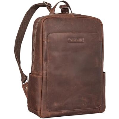 STILORD Mochila estilo consciente portátil 15,6 polegadas mochila vintage grande couro mochila vintage couro homem mochila cor: sapelli castanho STILORD Mochila estilo consciente portátil 15,6 polegadas mochila vintage grande couro mochila vintage couro homem mochila cor: sapelli castanho