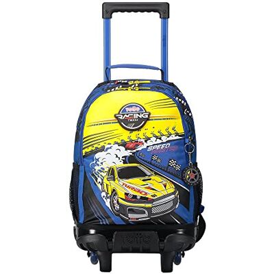 TOTTO Mochila escolar com rodas médias de corrida de carros Velocity tamanho pequeno TOTTO Mochila escolar com rodas médias de corrida de carros Velocity tamanho pequeno