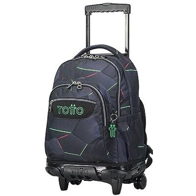 TOTTO Mochila escolar com rodas fractal inglês tamanho grande TOTTO Mochila escolar com rodas fractal inglês tamanho grande