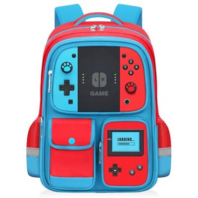 TILYTADLY Mochila escolar para crianças, mochila gamer para escola secundária, Apenas mochila vermelha e azul TILYTADLY Mochila escolar para crianças, mochila gamer para escola secundária, Apenas mochila vermelha e azul