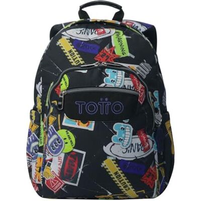 TOTTO Mochila escolar adaptável a carrinho, modelo Acuareles, capacidade 20 L, bolso PC 14", bolsos para garrafa, encosto ergonómico com fluxo de ar, correias confortáveis em S TOTTO Mochila escolar adaptável a carrinho, modelo Acuareles, capacidade 20 L, bolso PC 14", bolsos para garrafa, encosto ergonómico com fluxo de ar, correias confortáveis em S