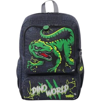 TOTTO Mochila infantil, modelo Rex Dino Raptors M, mochila média, capacidade de 13 l, 2 compartimentos, 2 bolsos, garrafa, organizador interior, correias acolchoadas, resistente e duradoura, cor cinzenta TOTTO Mochila infantil, modelo Rex Dino Raptors M, mochila média, capacidade de 13 l, 2 compartimentos, 2 bolsos, garrafa, organizador interior, correias acolchoadas, resistente e duradoura, cor cinzenta