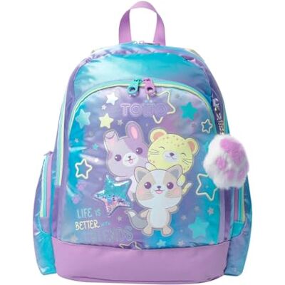 TOTTO Mochila Infantil, Modelo Friends M, Mochila Média, Capacidade 16 L, 2 Compartimentos, 2 Bolsos para Garrafa, Organizador Interno, Alças Acolchoadas, Resistente e Duradoura, Cor Roxo TOTTO Mochila Infantil, Modelo Friends M, Mochila Média, Capacidade 16 L, 2 Compartimentos, 2 Bolsos para Garrafa, Organizador Interno, Alças Acolchoadas, Resistente e Duradoura, Cor Roxo