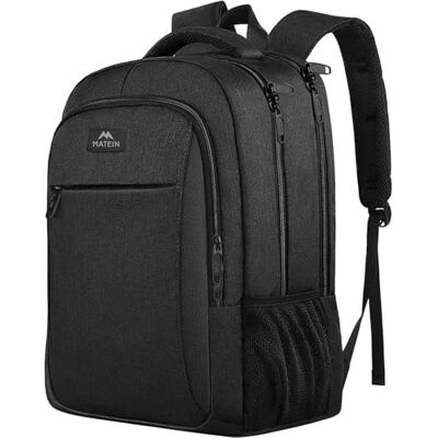 MATEIN Mochila de homem 17,3 polegadas anti-roubo trabalho grande capacidade para portátil com porta de carregamento USB impermeável computador para viagem diária, preto MATEIN Mochila de homem 17,3 polegadas anti-roubo trabalho grande capacidade para portátil com porta de carregamento USB impermeável computador para viagem diária, preto