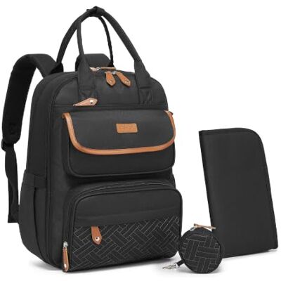 Kono Mochila de fraldas para bebé de grande capacidade com trocador para Mochila de carrinho de bebé com 18 bolsos, bolsos isotérmicos, correias para carrinho, ideal para caminhadas, viagens Kono Mochila de fraldas para bebé de grande capacidade com trocador para Mochila de carrinho de bebé com 18 bolsos, bolsos isotérmicos, correias para carrinho, ideal para caminhadas, viagens