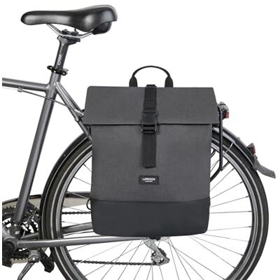 LARKSON Bolsa de bicicleta preta Tammo Bike 2 em 1 mochila de ciclismo e bolsa para Rack traseiro de bicicleta, material reciclado repelente de água LARKSON Bolsa de bicicleta preta Tammo Bike 2 em 1 mochila de ciclismo e bolsa para Rack traseiro de bicicleta, material reciclado repelente de água