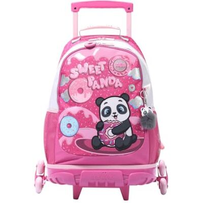 TOTTO Mochila escolar com rodas, modelo Sweet Panda L, mochila grande, capacidade de 25 l, 2 compartimentos, 2 bolsos, proteção em base, sistema de 3 rodas, alças ajustáveis, cor rosa TOTTO Mochila escolar com rodas, modelo Sweet Panda L, mochila grande, capacidade de 25 l, 2 compartimentos, 2 bolsos, proteção em base, sistema de 3 rodas, alças ajustáveis, cor rosa