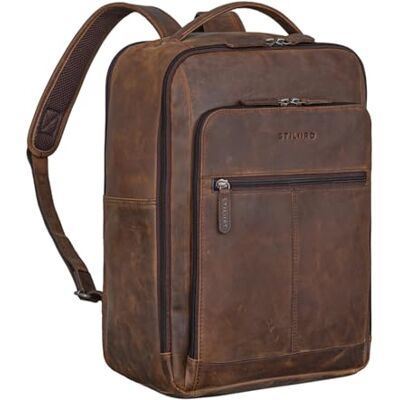 STILORD Mochila de couro para homens e mulheres mensageiro 17 polegadas negócios, cor: Zamora castanho STILORD Mochila de couro para homens e mulheres mensageiro 17 polegadas negócios, cor: Zamora castanho