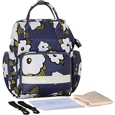 SONARIN Multifuncional impermeável mochila de fraldas para bebé, grande capacidade bolsa de fraldas saco trocador bolsa para fraldas de viagem com trocador e ganchos carrinho bebé, Flores SONARIN Multifuncional impermeável mochila de fraldas para bebé, grande capacidade bolsa de fraldas saco trocador bolsa para fraldas de viagem com trocador e ganchos carrinho bebé, Flores