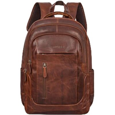 STILORD "" Mochila de trabalho para homens e mulheres fabricada em couro de primeira para portátil de 17,3 polegadas estilo vintage mochila de negócios, Cognaque castanho, XL STILORD "" Mochila de trabalho para homens e mulheres fabricada em couro de primeira para portátil de 17,3 polegadas estilo vintage mochila de negócios, Cognaque castanho, XL