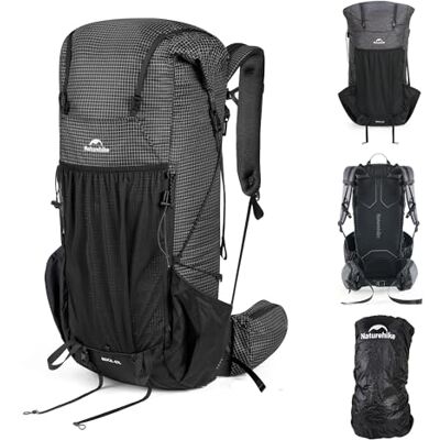 Naturehike Rock 2.0 Upgraded 30/45/60L Mochila de caminhada para homem e mulher, com capa de chuva, mochila de trekking para exteriores, campismo, viagens, mochila, Preto Naturehike Rock 2.0 Upgraded 30/45/60L Mochila de caminhada para homem e mulher, com capa de chuva, mochila de trekking para exteriores, campismo, viagens, mochila, Preto