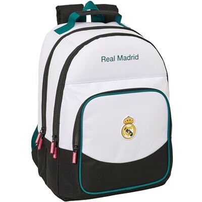 Safta Mochila grande com rodas Real Madrid equipamento 26/27 Compact Evolution removível, 93 cm de altura, costas e chapéus acolchoados, porta-garrafas, bandeja PVC, menino e menina, medidas 33 x 22 x Safta Mochila grande com rodas Real Madrid equipamento 26/27 Compact Evolution removível, 93 cm de altura, costas e chapéus acolchoados, porta-garrafas, bandeja PVC, menino e menina, medidas 33 x 22 x