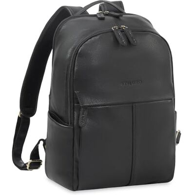 STILORD '' Mochila elegante de couro genuíno para homem e mulher de tamanho médio Mochila universitária 13-14 polegadas Mochila para portátil de couro como mochila urbana anti-roubo, Preto STILORD '' Mochila elegante de couro genuíno para homem e mulher de tamanho médio Mochila universitária 13-14 polegadas Mochila para portátil de couro como mochila urbana anti-roubo, Preto