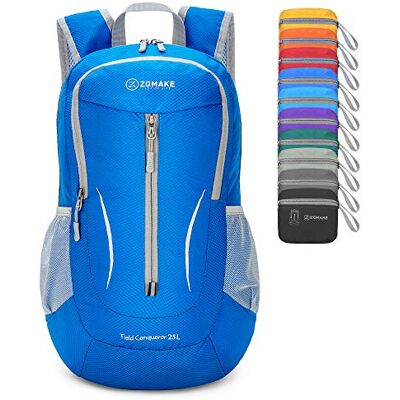 ZOMAKE Mochila dobrável ultraleve mochilas de caminhada pequena mochila com resistência à água 25 L para homem mulher viagem trekking desporto (azul escuro) ZOMAKE Mochila dobrável ultraleve mochilas de caminhada pequena mochila com resistência à água 25 L para homem mulher viagem trekking desporto (azul escuro)