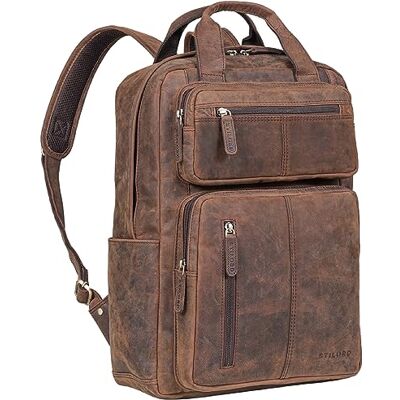 STILORD '' mochila exclusiva de couro genuíno vintage para portátil design de negócios para homens, estudantes e senhoras STILORD '' mochila exclusiva de couro genuíno vintage para portátil design de negócios para homens, estudantes e senhoras