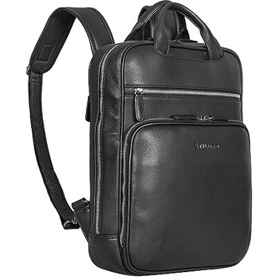 STILORD '' Mochila de couro compartimento portátil 13,3 polegadas mochila para homem com compartimento para portátil escola vintage, cor: preto STILORD '' Mochila de couro compartimento portátil 13,3 polegadas mochila para homem com compartimento para portátil escola vintage, cor: preto