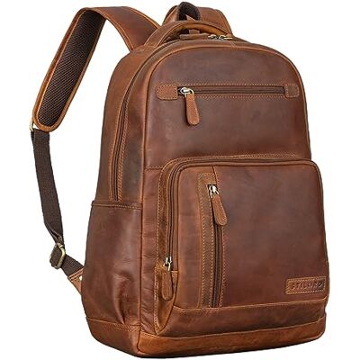 STILORD "" Mochila de Couro Senhoras e Homens Vintage Mochila para Computador Portátil 15,6 Polegadas Mochila Escolar Mochilas para o Dia a Dia, Cognaque castanho, L, Mochilas diárias STILORD "" Mochila de Couro Senhoras e Homens Vintage Mochila para Computador Portátil 15,6 Polegadas Mochila Escolar Mochilas para o Dia a Dia, Cognaque castanho, L, Mochilas diárias