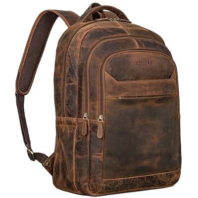 STILORD '' Mochila de couro portátil 15,6 polegadas mochila de negócios homens e mulheres mochila de escritório mochila de couro bolsa de escritório de couro, Calais Castanho, L, Mochilas STILORD '' Mochila de couro portátil 15,6 polegadas mochila de negócios homens e mulheres mochila de escritório mochila de couro bolsa de escritório de couro, Calais Castanho, L, Mochilas