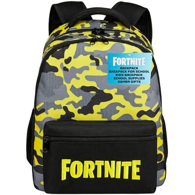 Fortnite Mochilas infantis bolsa mochila escolar criança e adolescente mochila para viagem desporto com fitas ajustáveis presentes para Gamers, Amarelo Fortnite Mochilas infantis bolsa mochila escolar criança e adolescente mochila para viagem desporto com fitas ajustáveis presentes para Gamers, Amarelo