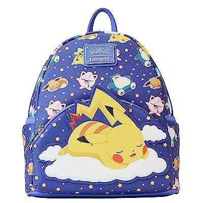 Loungefly Pokemon Sleeping Pikachu and Friends Mini mochila, azul, tamanho único Loungefly Pokemon Sleeping Pikachu and Friends Mini mochila, azul, tamanho único