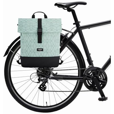 LARKSON Saco Alforje para Bicicleta Menta Tammo Bike 2 em 1 Mochila de Ciclismo e Saco para Rack Traseiro de Bicicleta, Saco Material Reciclado Repele Água LARKSON Saco Alforje para Bicicleta Menta Tammo Bike 2 em 1 Mochila de Ciclismo e Saco para Rack Traseiro de Bicicleta, Saco Material Reciclado Repele Água