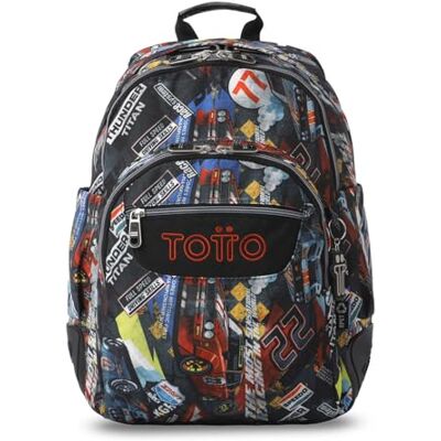 TOTTO Mochila escolar grande, modelo rayol, capacidade de 19 l, 3 compartimentos, 2 bolsos garrafa, bolso para PC de 14", costas ergonómicas com fluxo de ar, correias em S, Rali vermelho TOTTO Mochila escolar grande, modelo rayol, capacidade de 19 l, 3 compartimentos, 2 bolsos garrafa, bolso para PC de 14", costas ergonómicas com fluxo de ar, correias em S, Rali vermelho