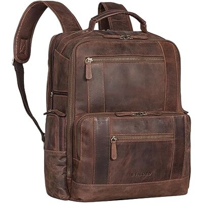 STILORD '' Mochila de moda para portátil de 15,6 polegadas pele mochilas de couro de negócios senhoras Backpack de dia da vindima dos homens, cor: cata-vento castanho STILORD '' Mochila de moda para portátil de 15,6 polegadas pele mochilas de couro de negócios senhoras Backpack de dia da vindima dos homens, cor: cata-vento castanho