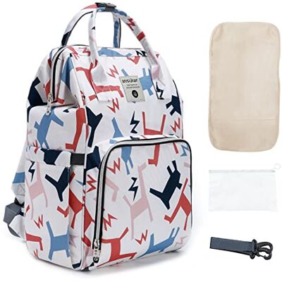 SONARIN Elegante multifuncional mochila de fraldas para bebé, grande capacidade bolsa de fraldas impermeável bolsa para fraldas de viagem portátil com trocador e ganchos carrinho bebé (Poni) SONARIN Elegante multifuncional mochila de fraldas para bebé, grande capacidade bolsa de fraldas impermeável bolsa para fraldas de viagem portátil com trocador e ganchos carrinho bebé (Poni)
