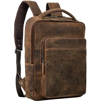 STILORD "" Mochila para portátil de 13 polegadas de couro, grande, para mulheres e homens, estilo vintage, bagagem de mão, mochila de viagem, L, Mochilas diárias STILORD "" Mochila para portátil de 13 polegadas de couro, grande, para mulheres e homens, estilo vintage, bagagem de mão, mochila de viagem, L, Mochilas diárias