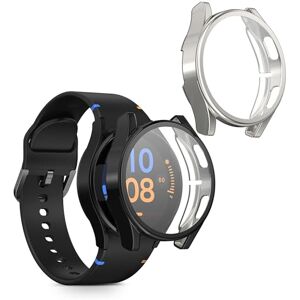 kwmobile Capa compatível com Samsung Galaxy Watch FE 40 mm capa 2X protetor de ecrã completo ultrafino e anti-choque preto/prateado kwmobile Capa compatível com Samsung Galaxy Watch FE 40 mm capa 2X protetor de ecrã completo ultrafino e anti-choque preto/prateado