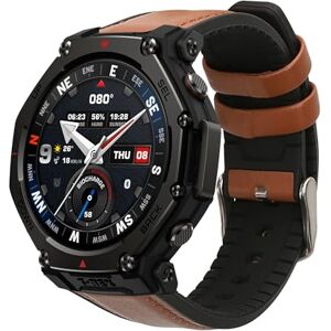 kwmobile Pulseira compatível com Amazfit T-Rex 3 correia 1 x correias de couro autêntico tamanho ajustável castanho/preto kwmobile Pulseira compatível com Amazfit T-Rex 3 correia 1 x correias de couro autêntico tamanho ajustável castanho/preto