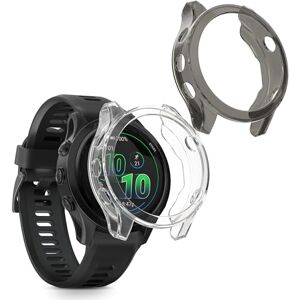 kwmobile Capa compatível com Garmin Forerunner 570 42 mm capa 2X protetor de ecrã completo ultrafino e anti-choque preto/transparente kwmobile Capa compatível com Garmin Forerunner 570 42 mm capa 2X protetor de ecrã completo ultrafino e anti-choque preto/transparente
